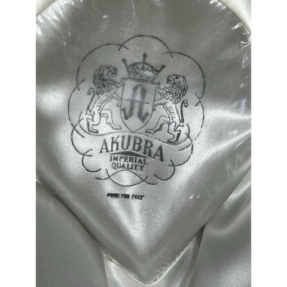 Vintage Akruba Snowy River Pure Fur Felt Australian Cowboy Hat Size 59 Feather - Picture 9 of 14